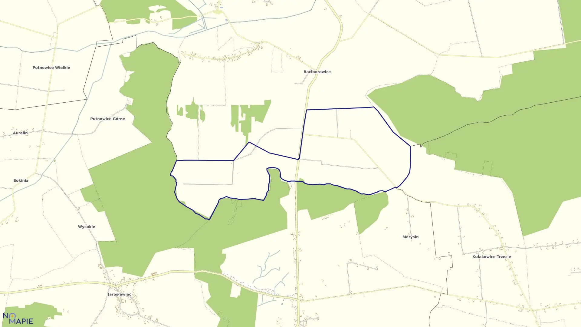 Mapa obrębu RACIBOROWICE-KOLONI w gminie Białopole