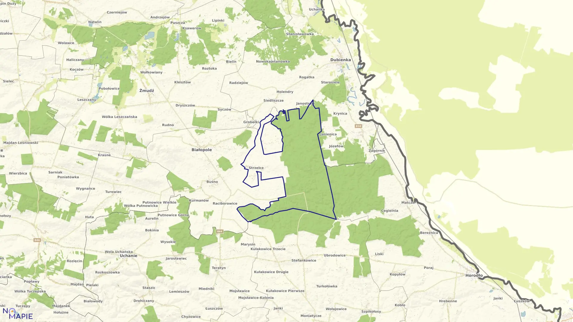 Mapa obrębu STRZELCE w gminie Białopole